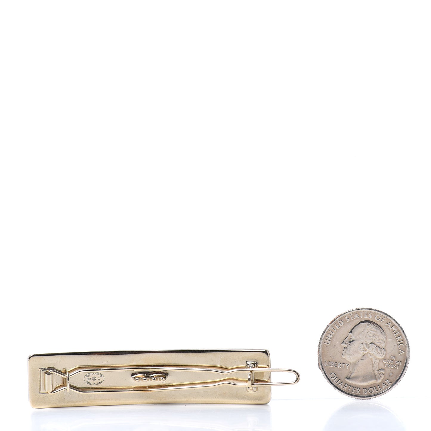 Metal Crystal Logo Hair Clip Gold
