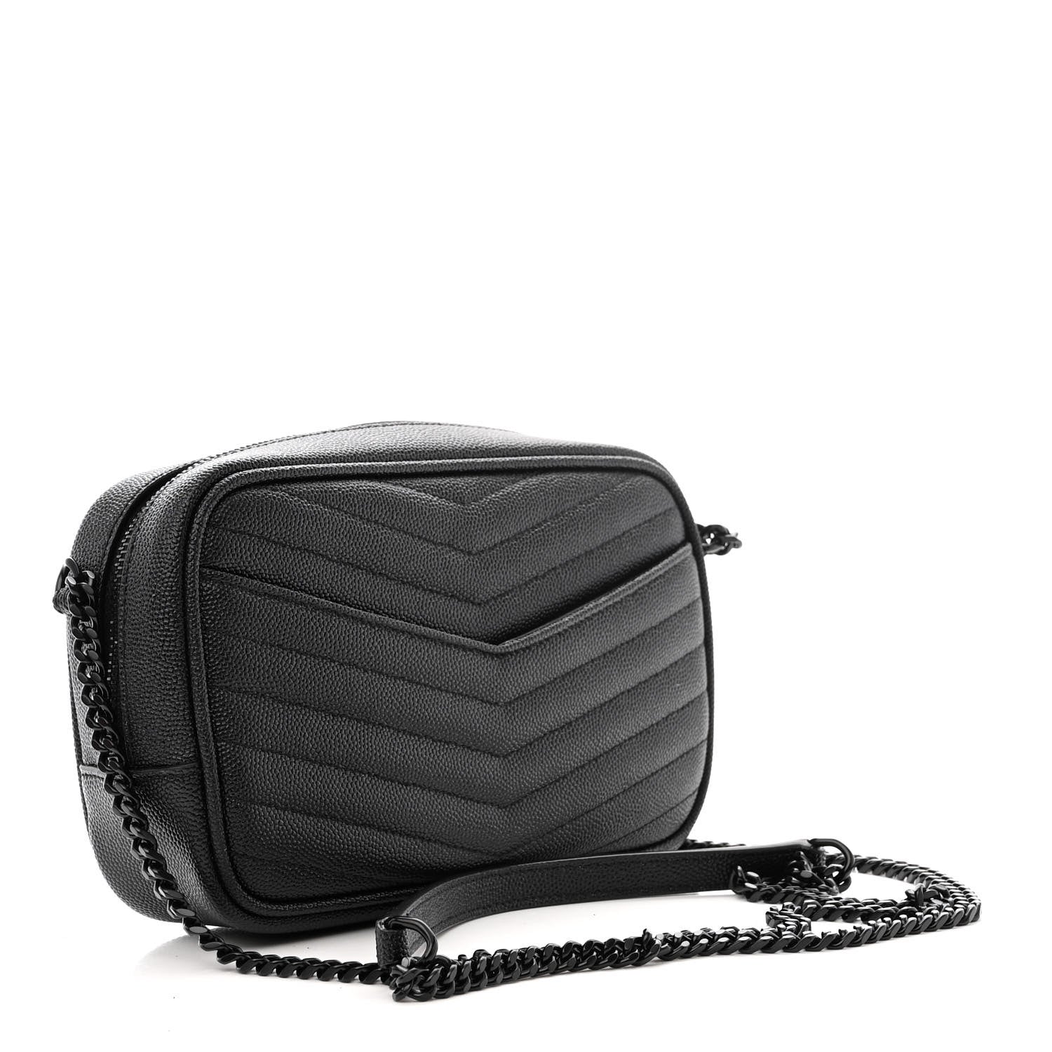 Saint Laurent Grain De Poudre Matelasse Monochrome Monogram Mini Lou Camera Bag Black 3 of 11