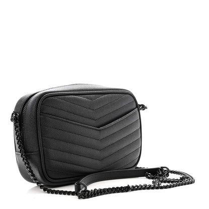 Saint Laurent Grain De Poudre Matelasse Monochrome Monogram Mini Lou Camera Bag Black 3 of 11