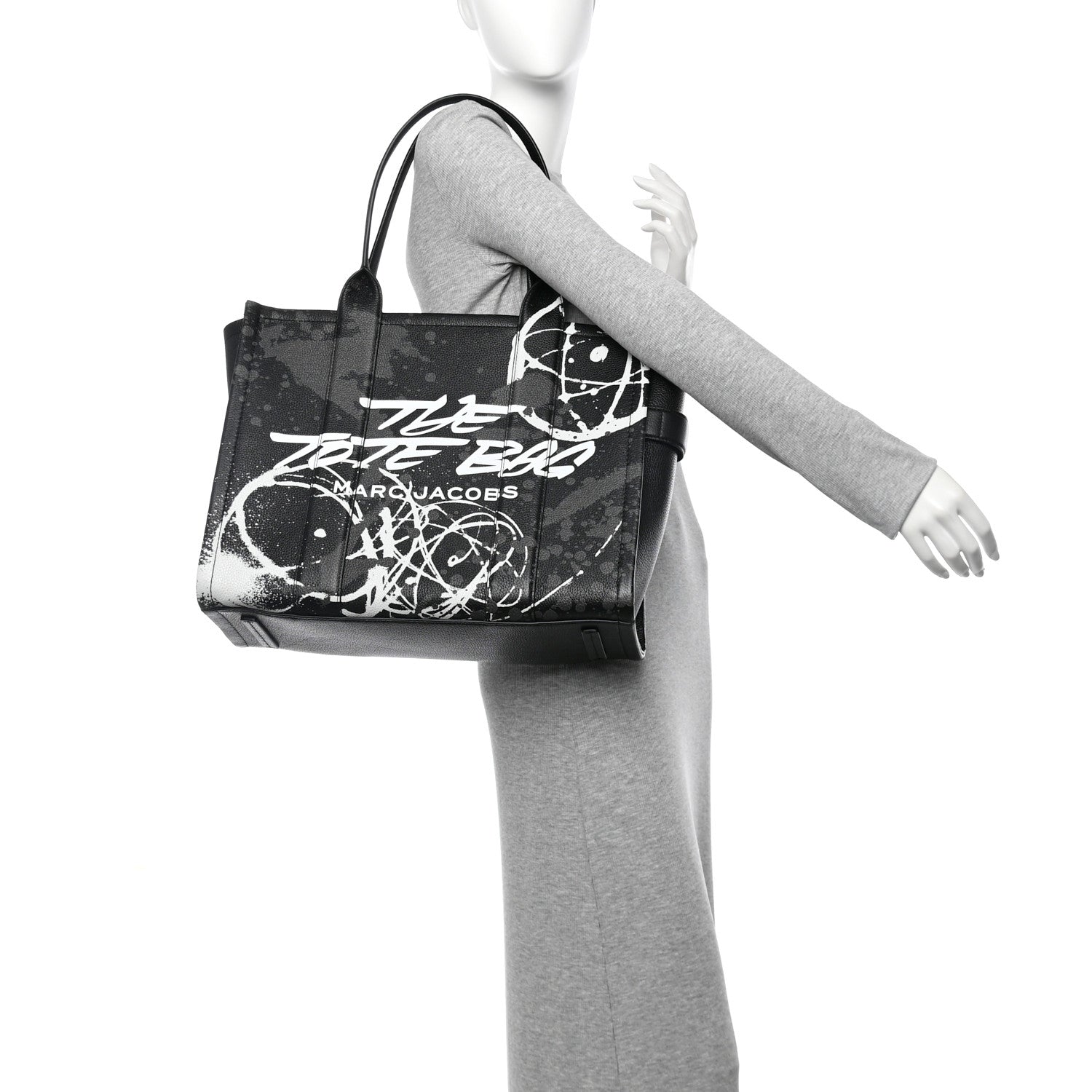 Marc Jacobs X FUTURA Grained Calfskin Large The Tote Bag Black 2 of 11