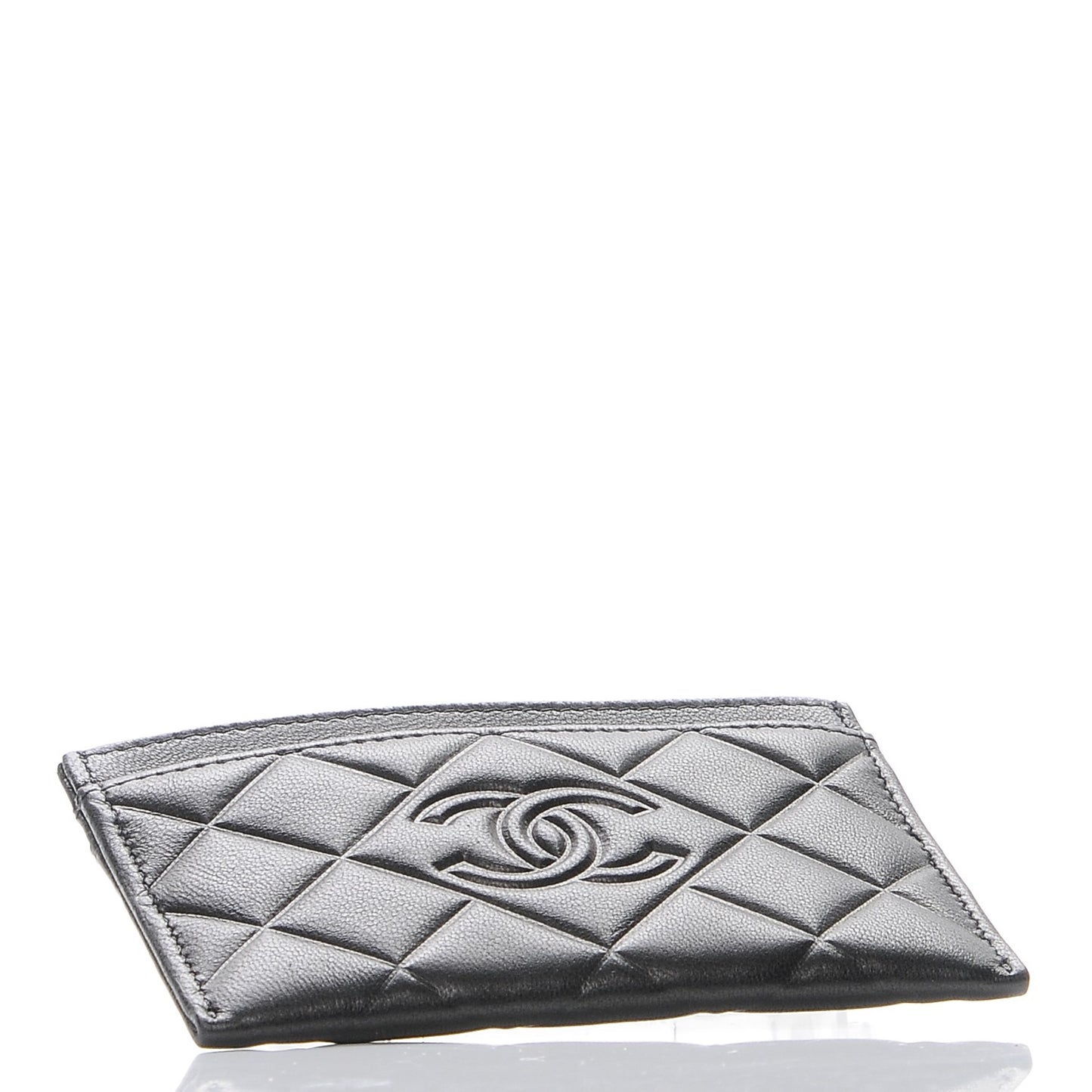 Lambskin Quilted Diamond CC Card Holder Black