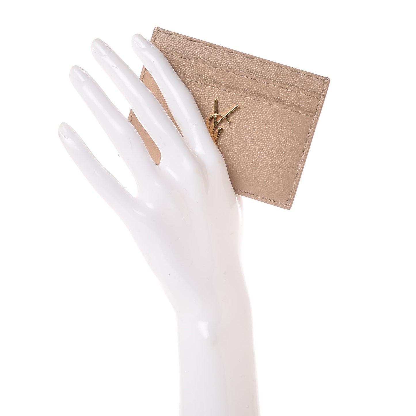 Grain De Poudre Monogram Credit Card Case Dark Beige