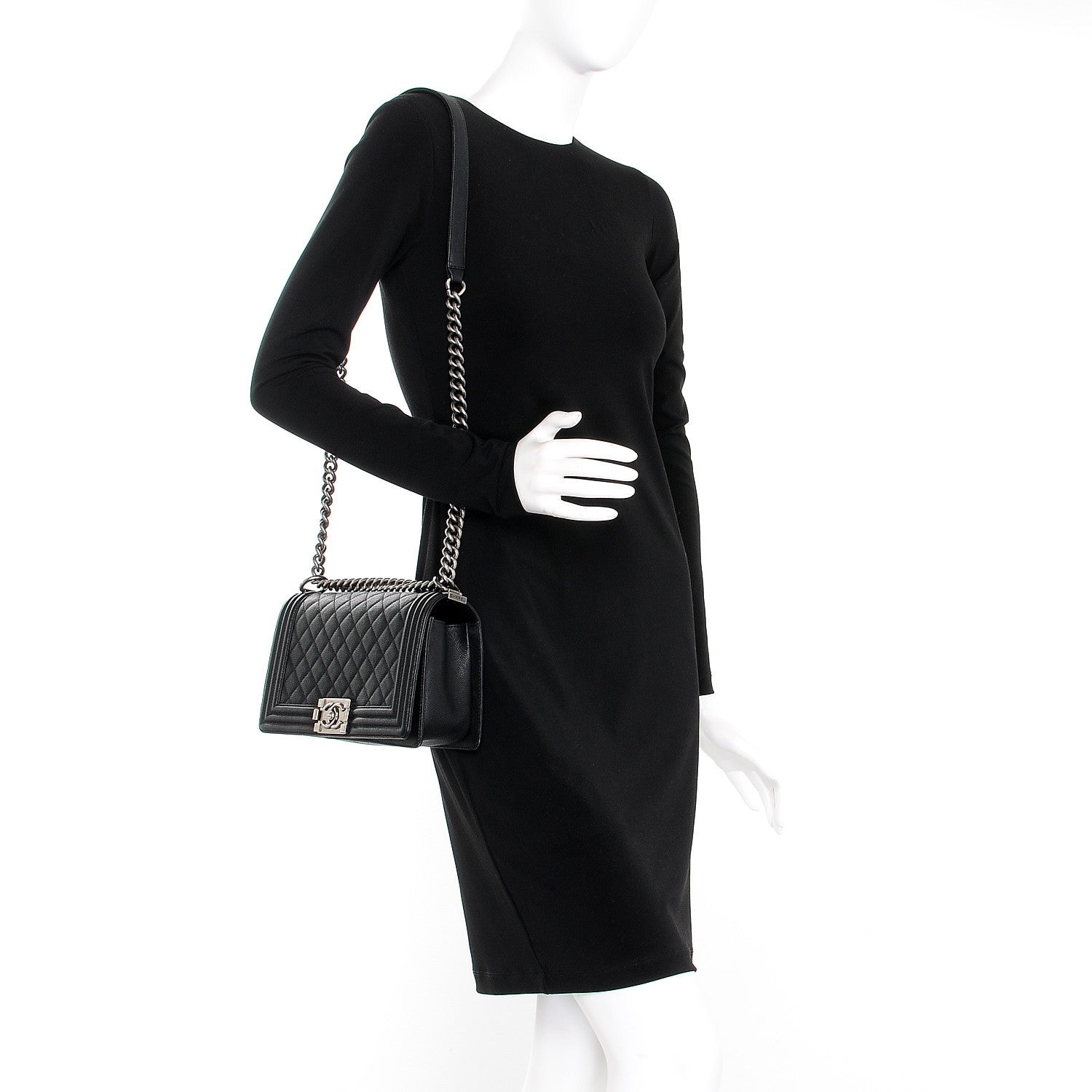 Chanel Caviar Quilted Medium Boy Flap Black 2 of 8