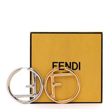 Fendi Metal FF Hoop Earrings Gold Silver 5 of 5