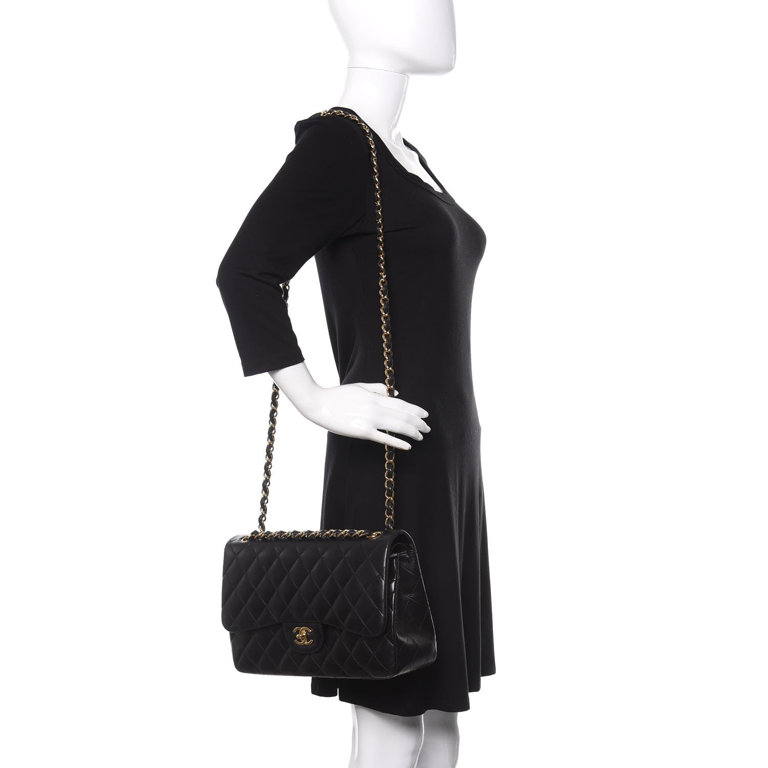 Chanel Lambskin Quilted Jumbo Double Flap Black 2 of 17