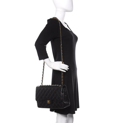 Chanel Lambskin Quilted Jumbo Double Flap Black 2 of 17