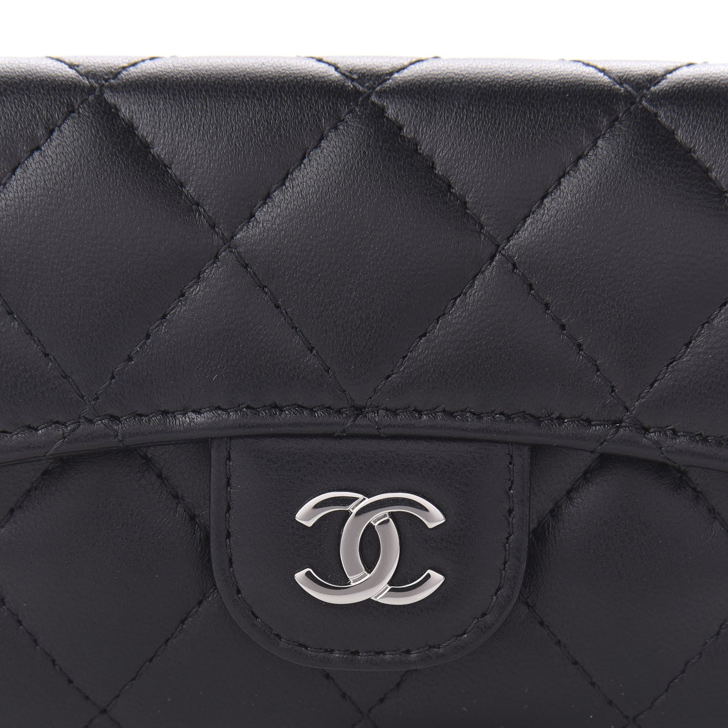 Chanel Lambskin Quilted Flap Card Holder Black 9 of 10