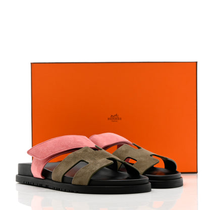 Hermes Suede Goatskin Womens Chypre Sandals 38.5 Toundra Rose Du Desert 10 of 10