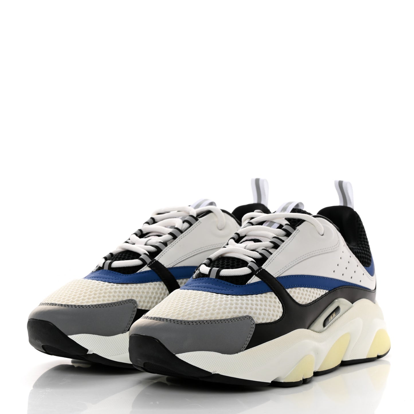 Technical Mesh Calfskin Mens B22 Sneakers 43 White Black Blue