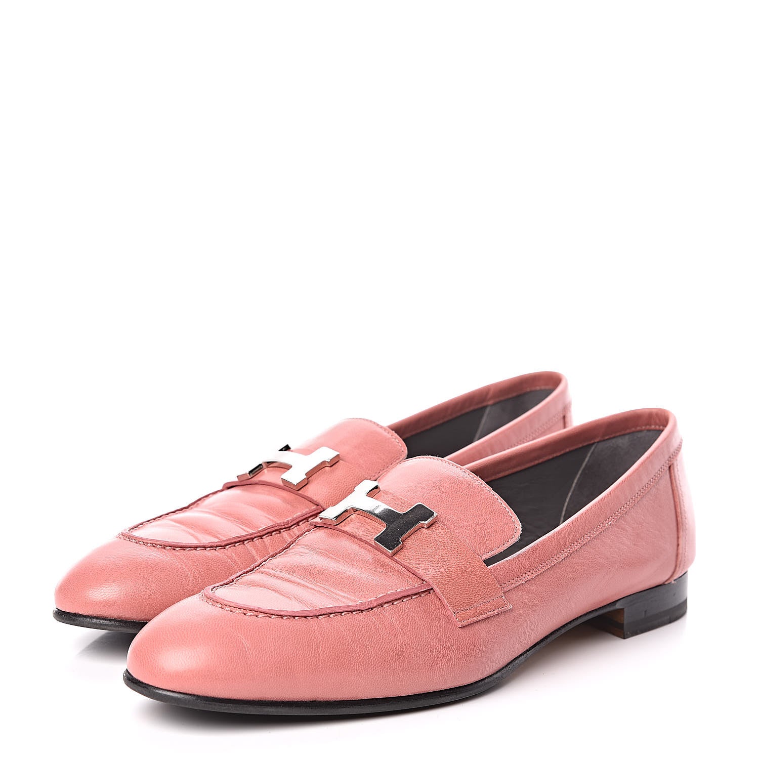 Hermes Goatskin Paris Loafers 38.5 Rouge Blush 3 of 11