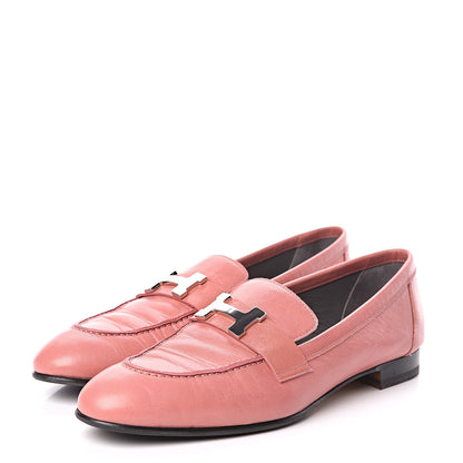 Hermes Goatskin Paris Loafers 38.5 Rouge Blush 3 of 11