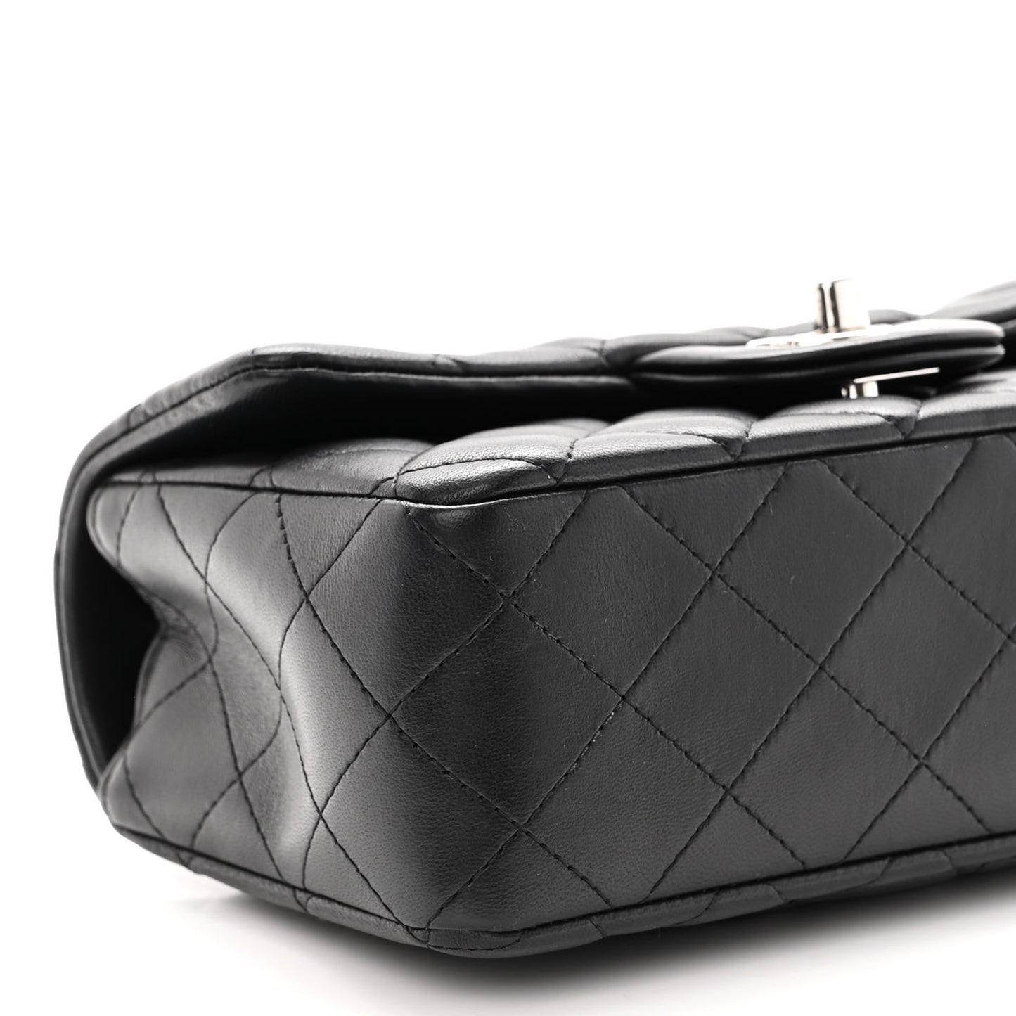 Lambskin Quilted Mini Rectangular Flap Black