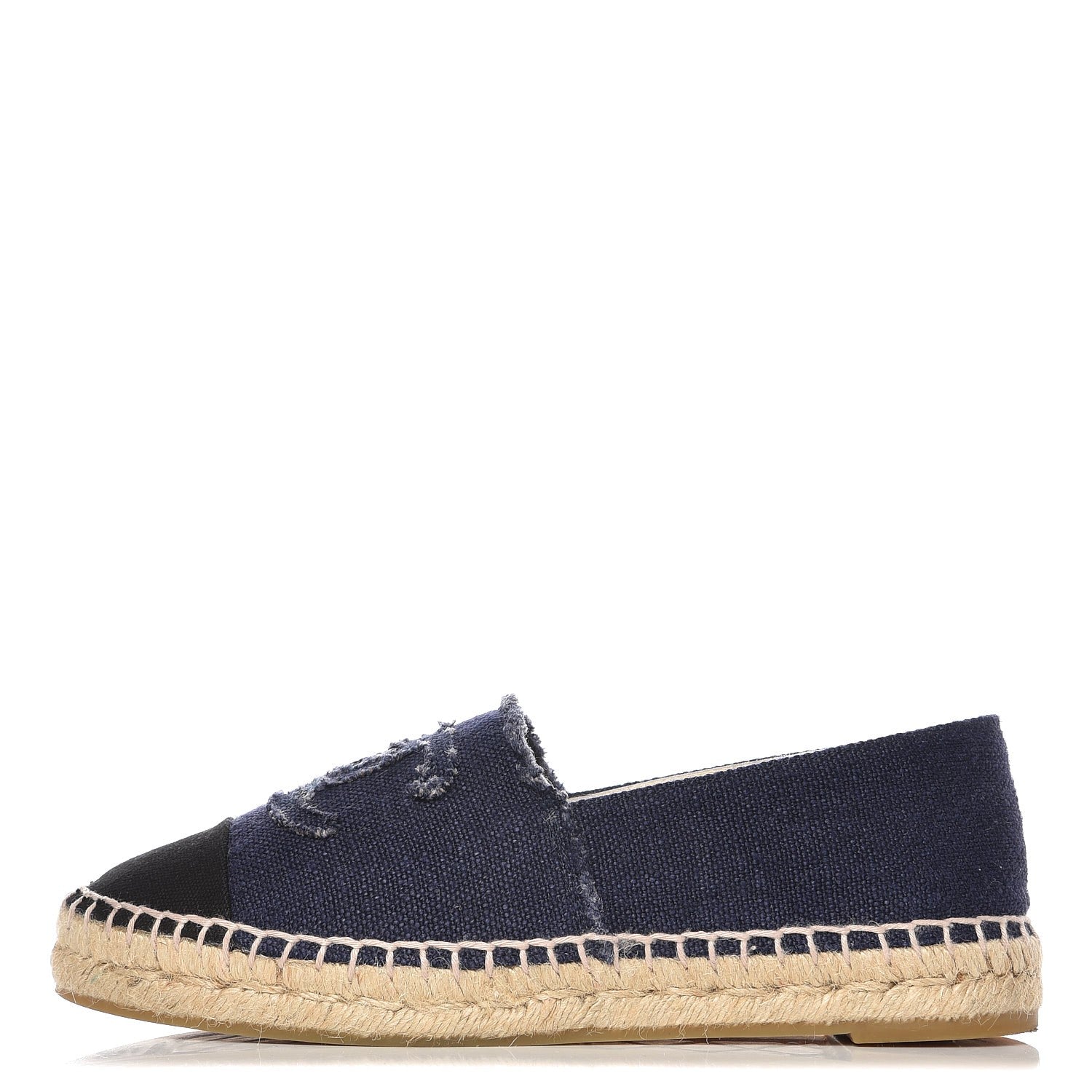 Chanel Denim Toile CC Espadrilles 39 Navy Black 1 of 7