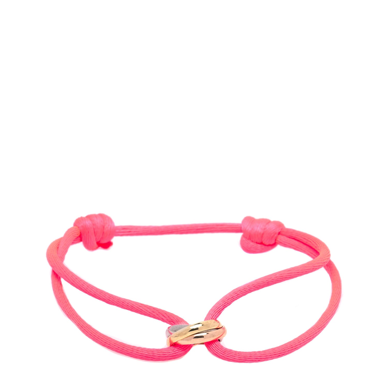 Cartier 18K Pink Yellow White Gold Trinity Adjustable Cord Bracelet Neon Pink 1 of 5