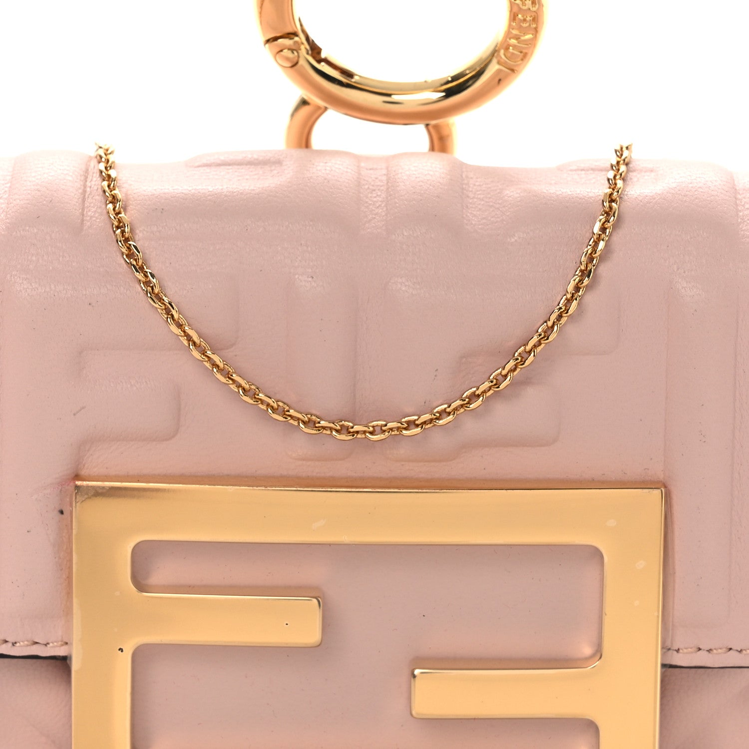 Fendi Nappa Matisse FF Embossed Nano Maxi Buckle Baguette Charm Rosa Quarzo 8 of 12