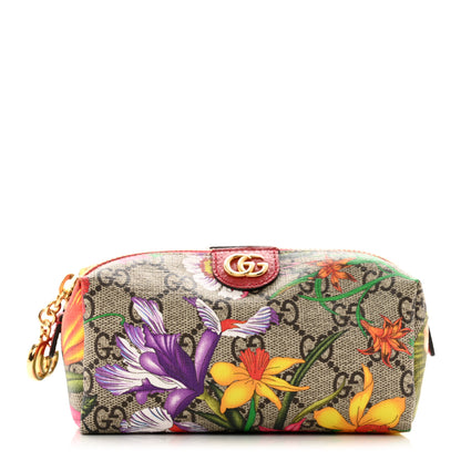 Gucci Soft GG Supreme Monogram Flora Calfskin Small Ophidia Cosmetic Case Beige Ebony Multicolor Rosso 1 of 8
