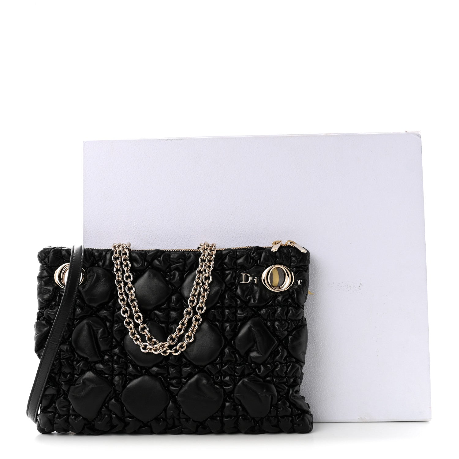 Christian Dior Calfskin Puffy Macrocannage Small Dior Crunchy Bag Black 11 of 11