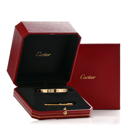 Cartier 18K Yellow Gold 4 Diamond LOVE Bracelet 17 9 of 9