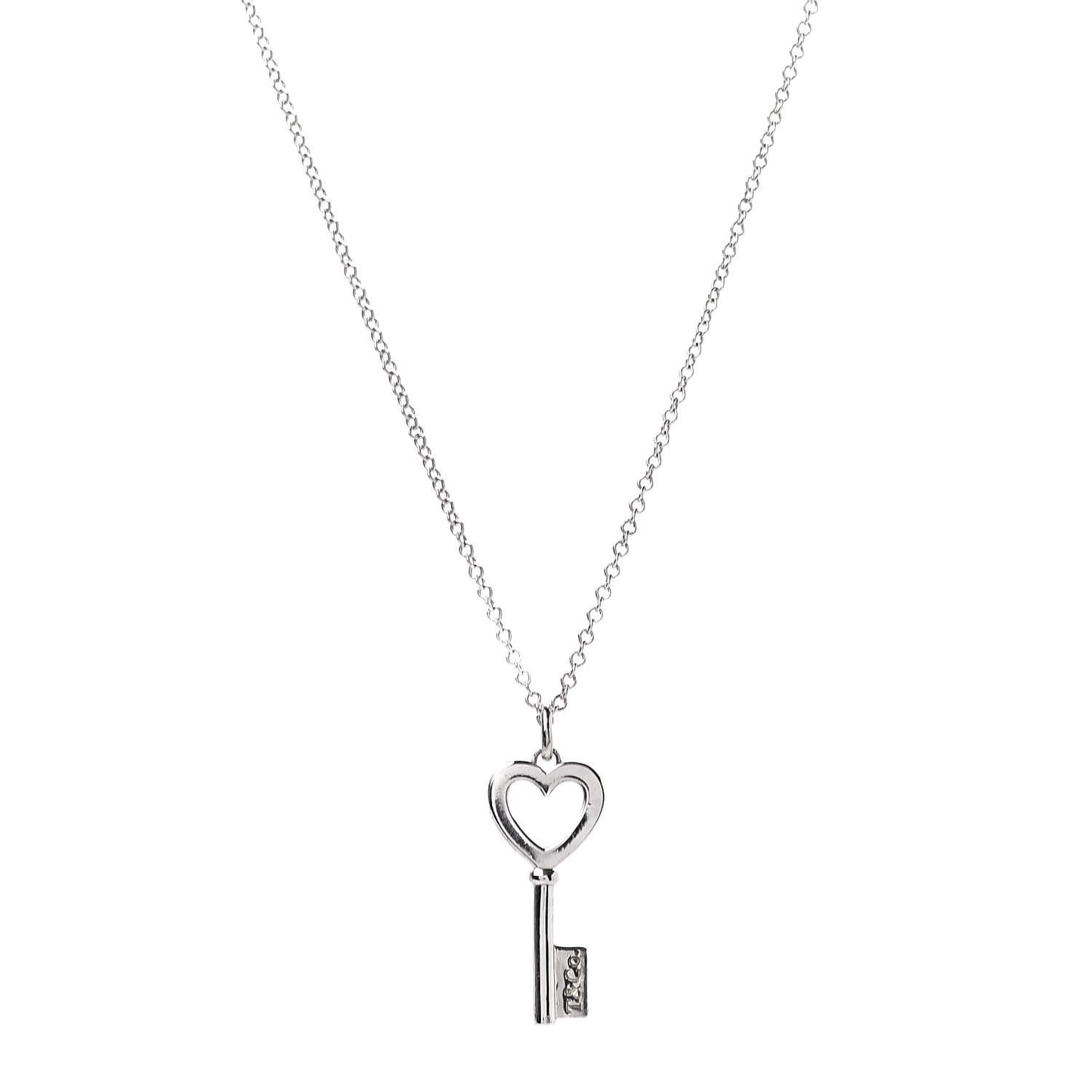 Sterling Silver Mini Heart Key Pendant Necklace