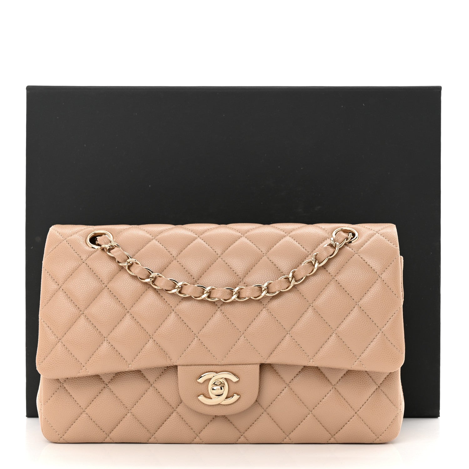 Chanel Caviar Quilted Medium Double Flap Beige 11 of 11