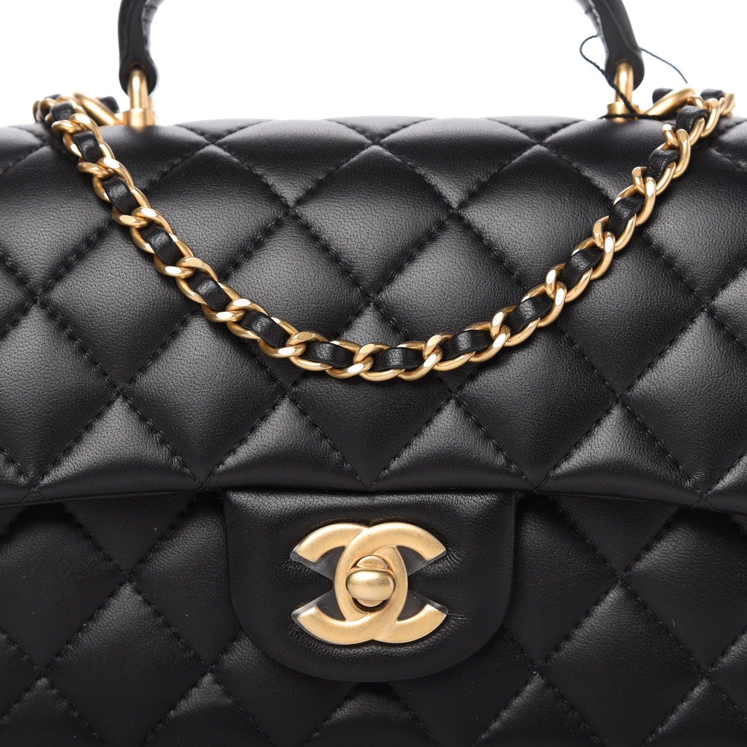 Chanel Lambskin Quilted Mini Top Handle Rectangular Flap Black 10 of 10
