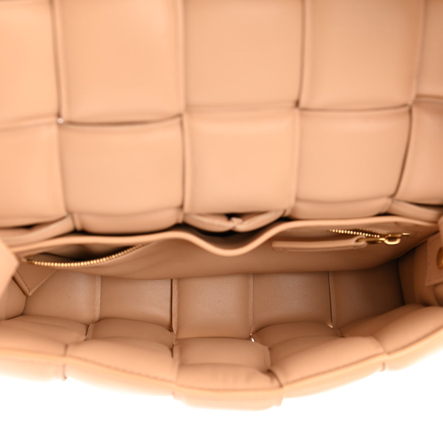 Nappa Maxi Intreccio Padded Cassette Crossbody Bag Almond