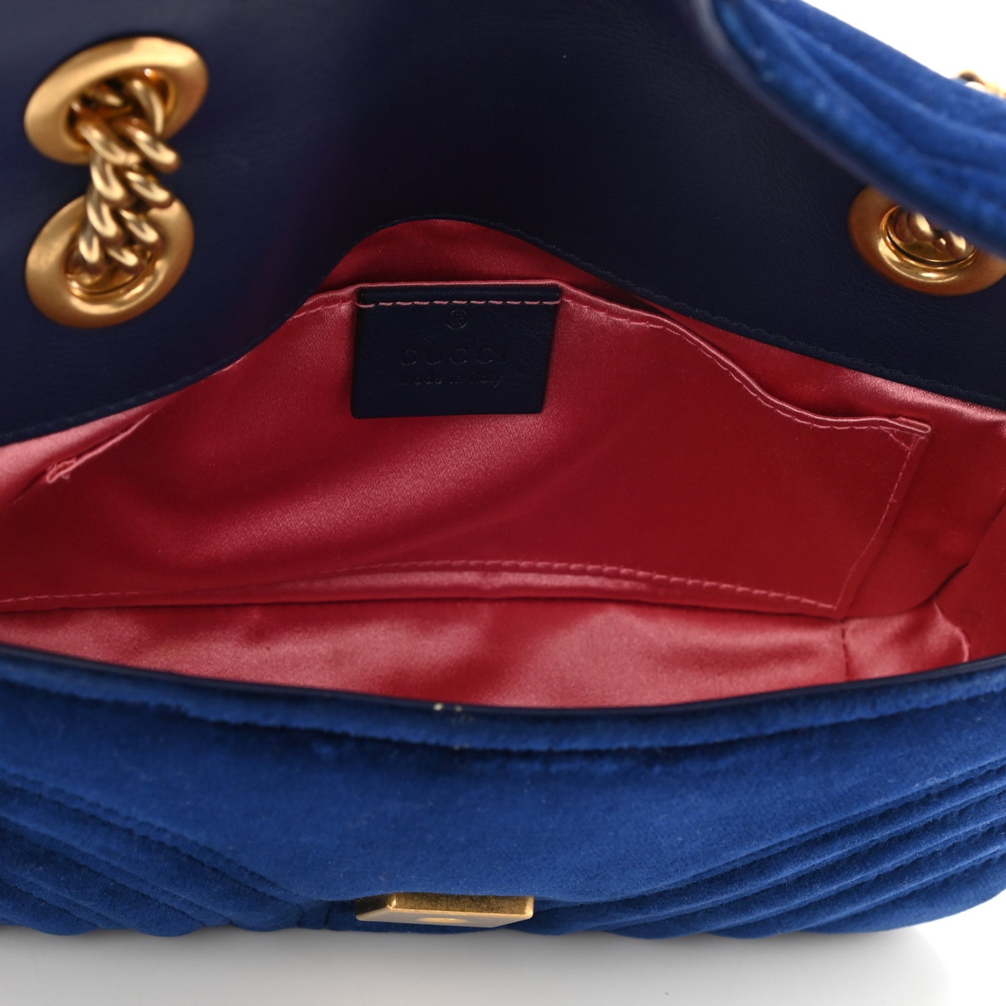 Velvet Matelasse Mini GG Marmont Shoulder Bag Cobalt Blue