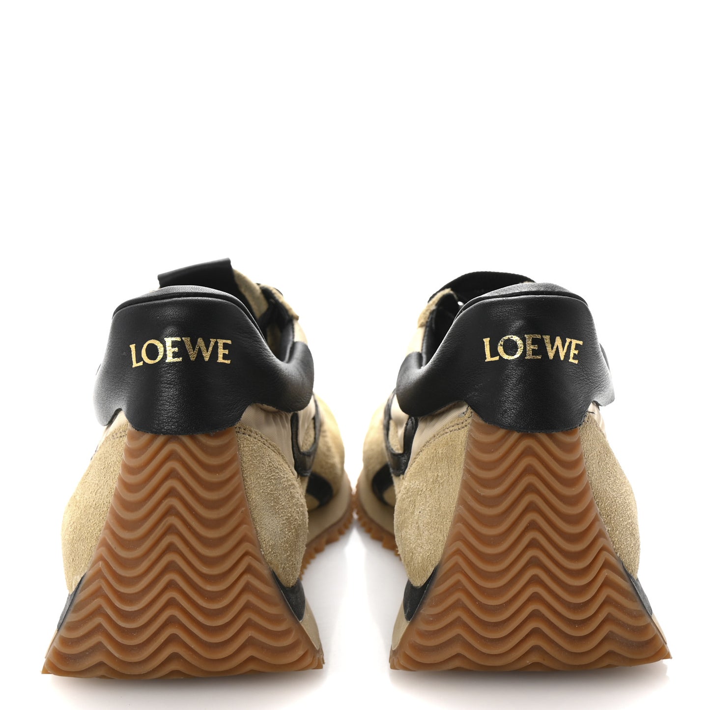 Nylon Suede Flow Runner Sneakers 37 Gold Black