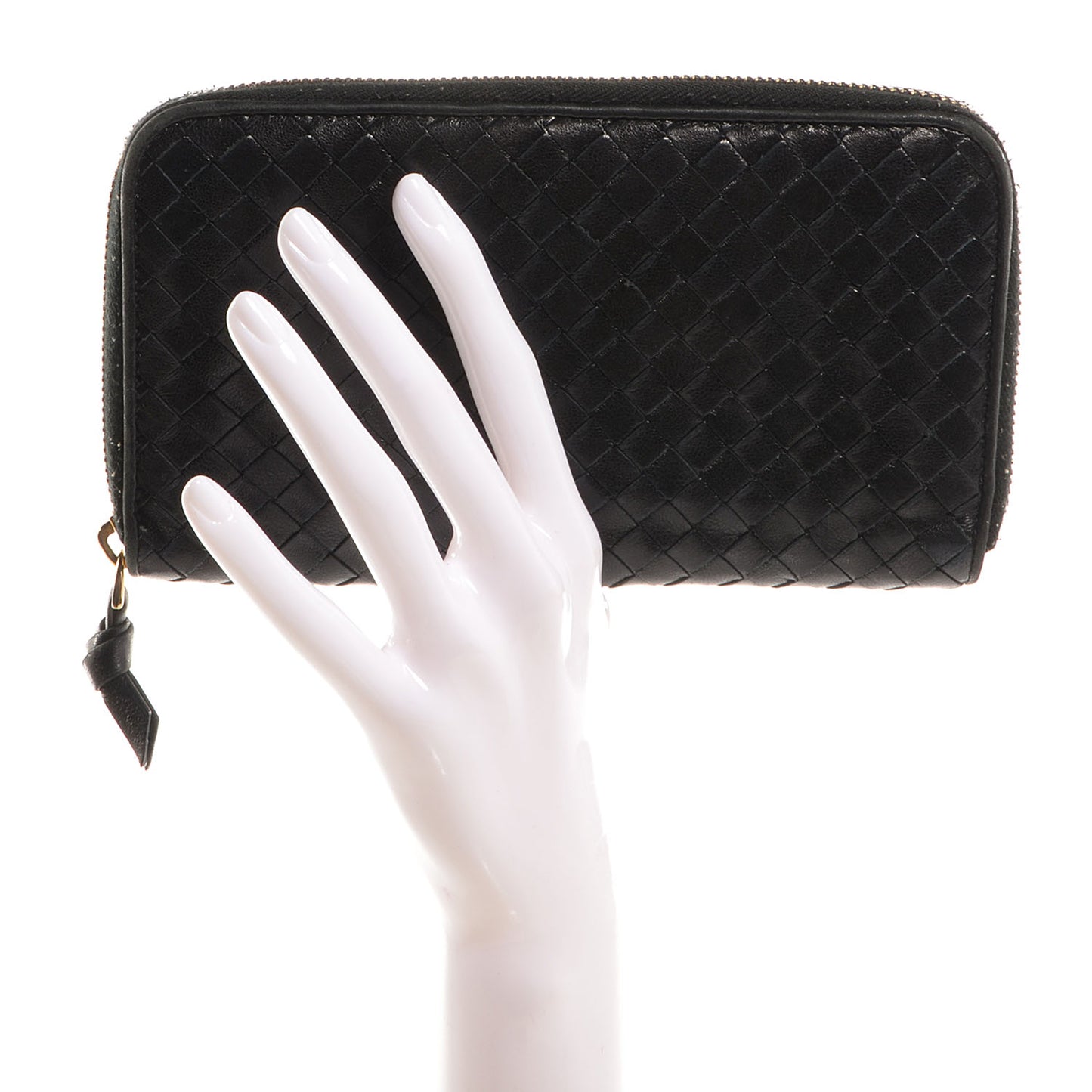 Nappa Intrecciato Zip Around Wallet Black