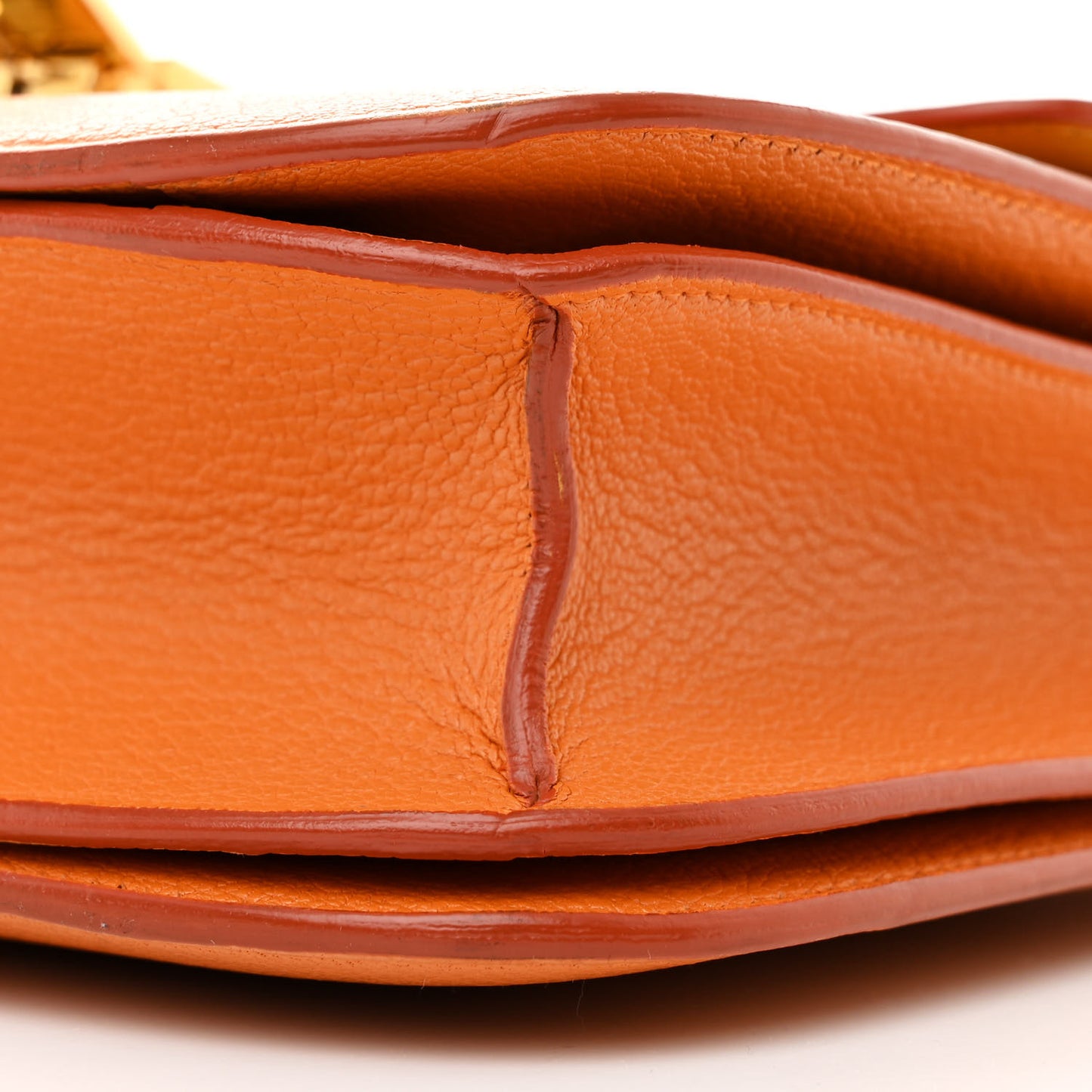 Goatskin Medium Classic Box Flap Bag Orange