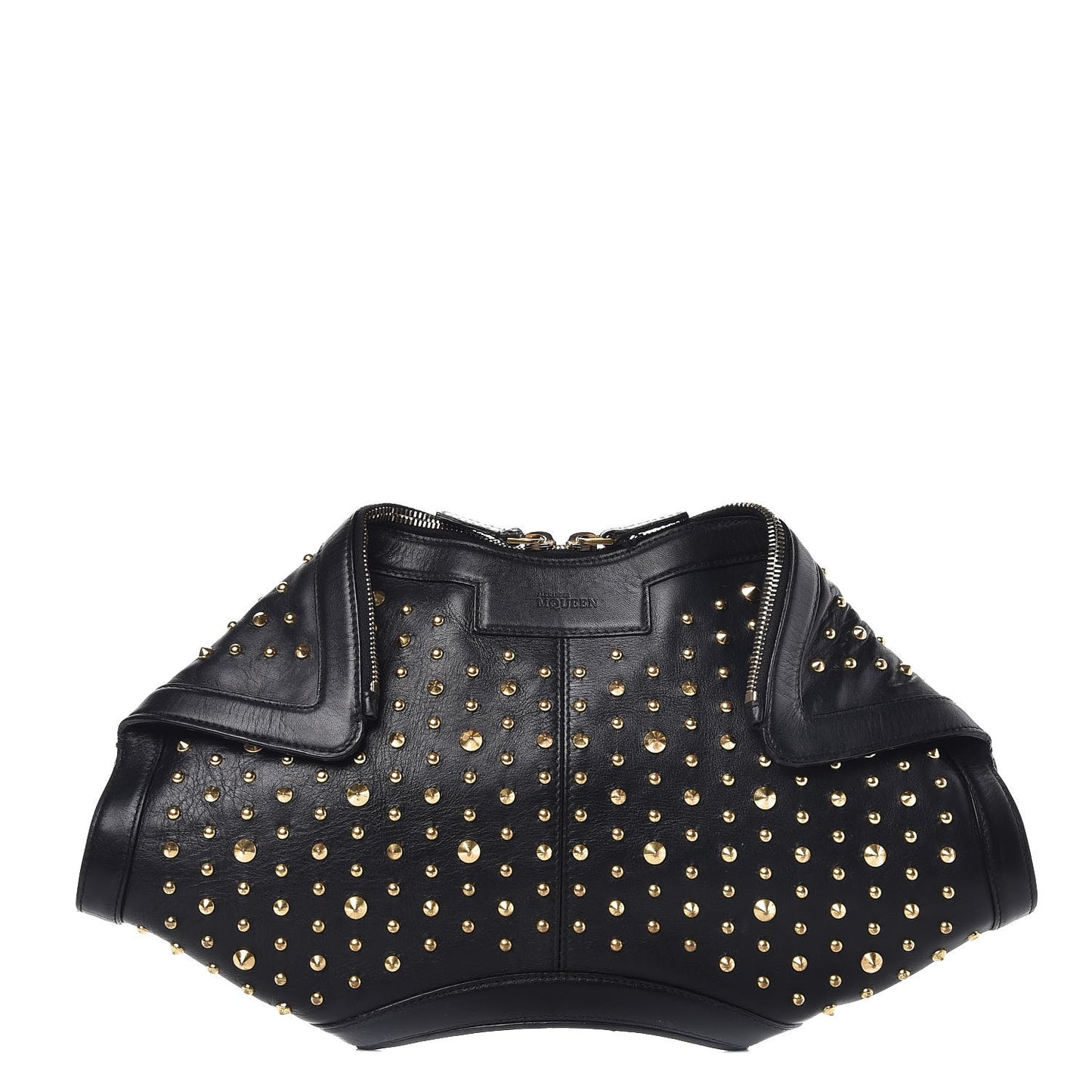 Calfskin Studded De Manta Clutch Black