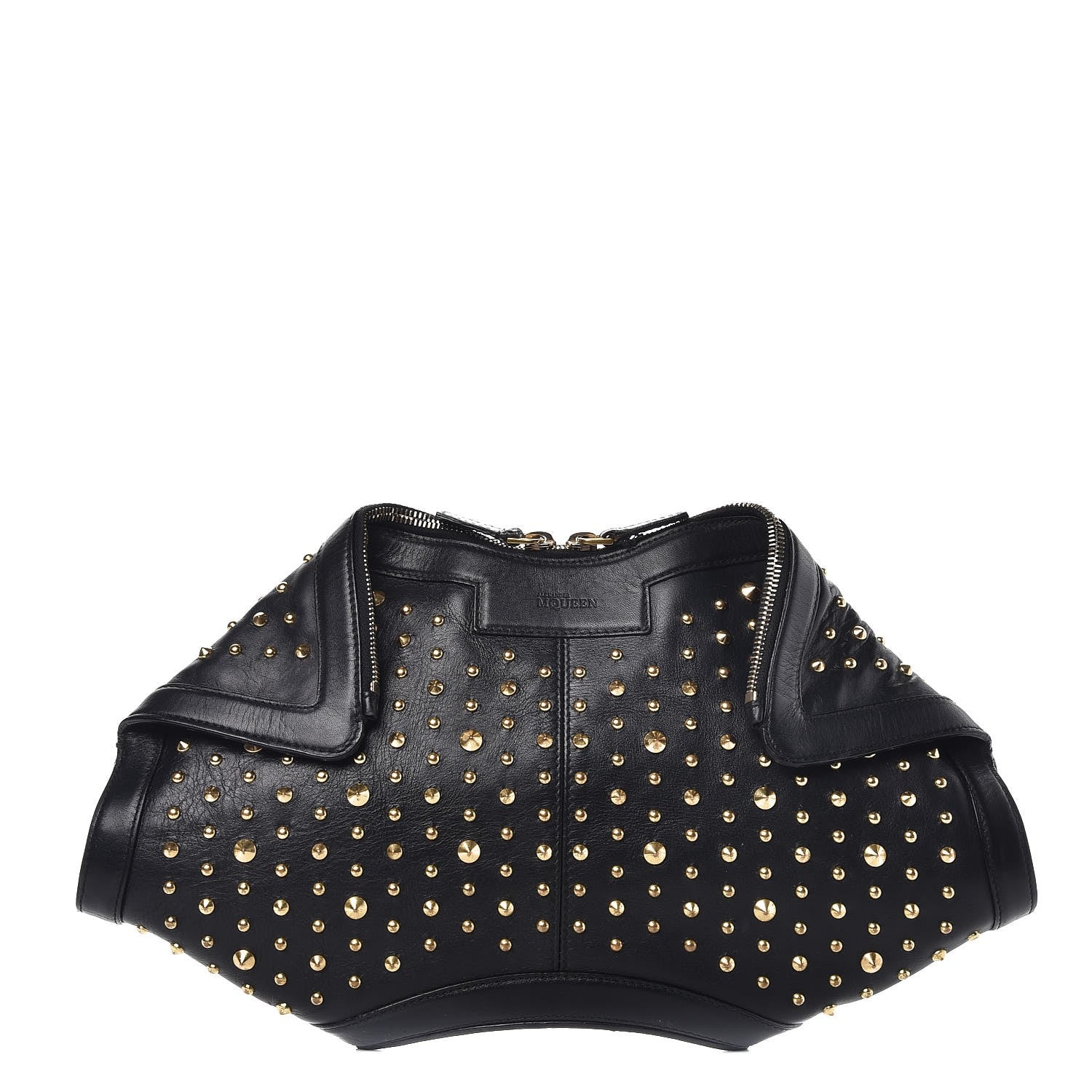 Alexander McQueen Calfskin Studded De Manta Clutch Black 1 of 9