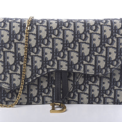 Christian Dior Oblique Saddle Chain Pouch Blue 7 of 10