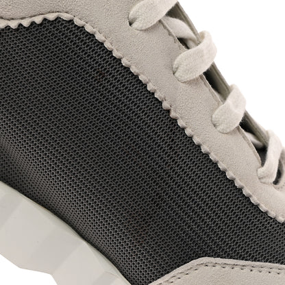 Hermes Technical Canvas Suede Goatskin Bouncing Sneakers 44 Gris Orange 9 of 10
