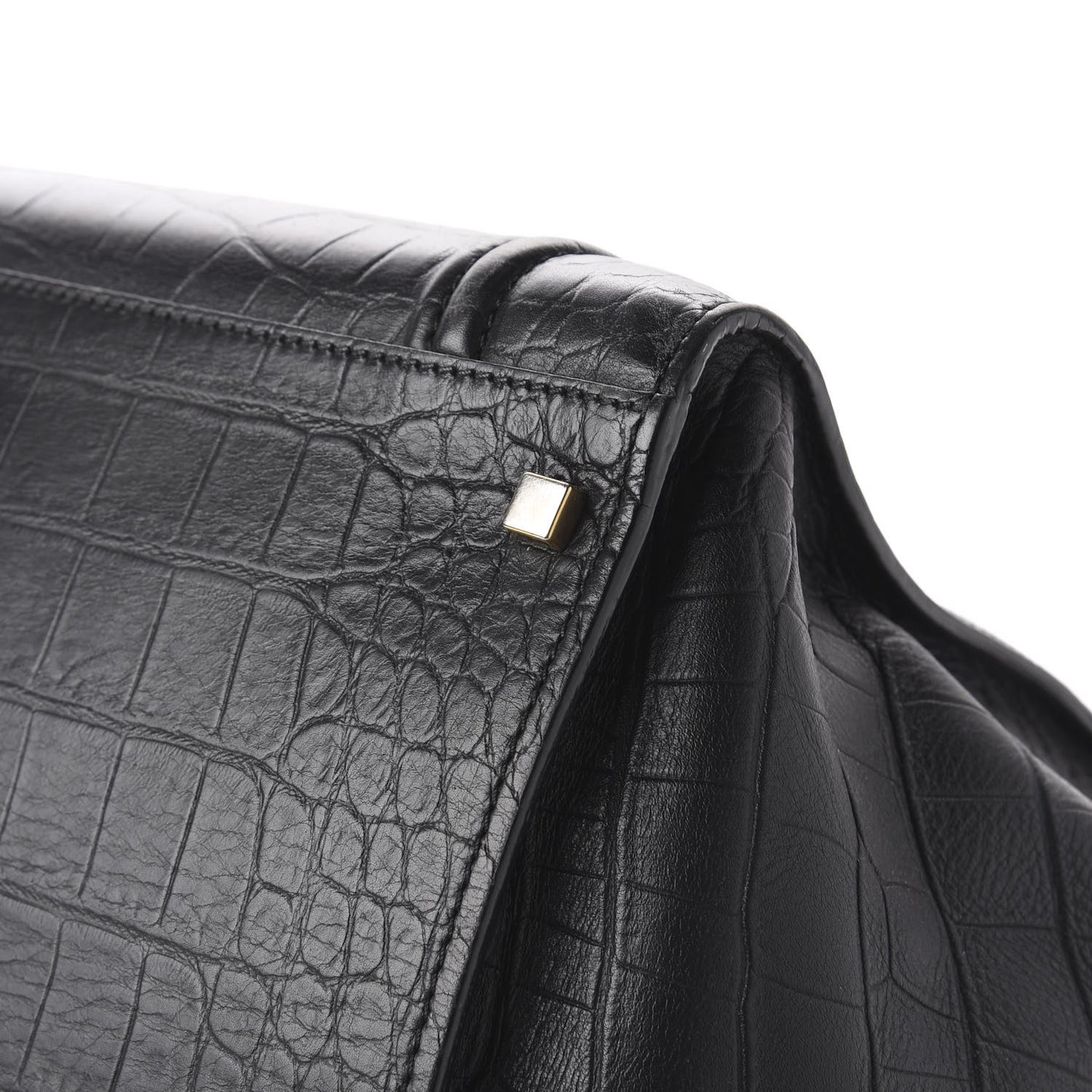 Crocodile Embossed Calfskin Large Phantom Luggage Black