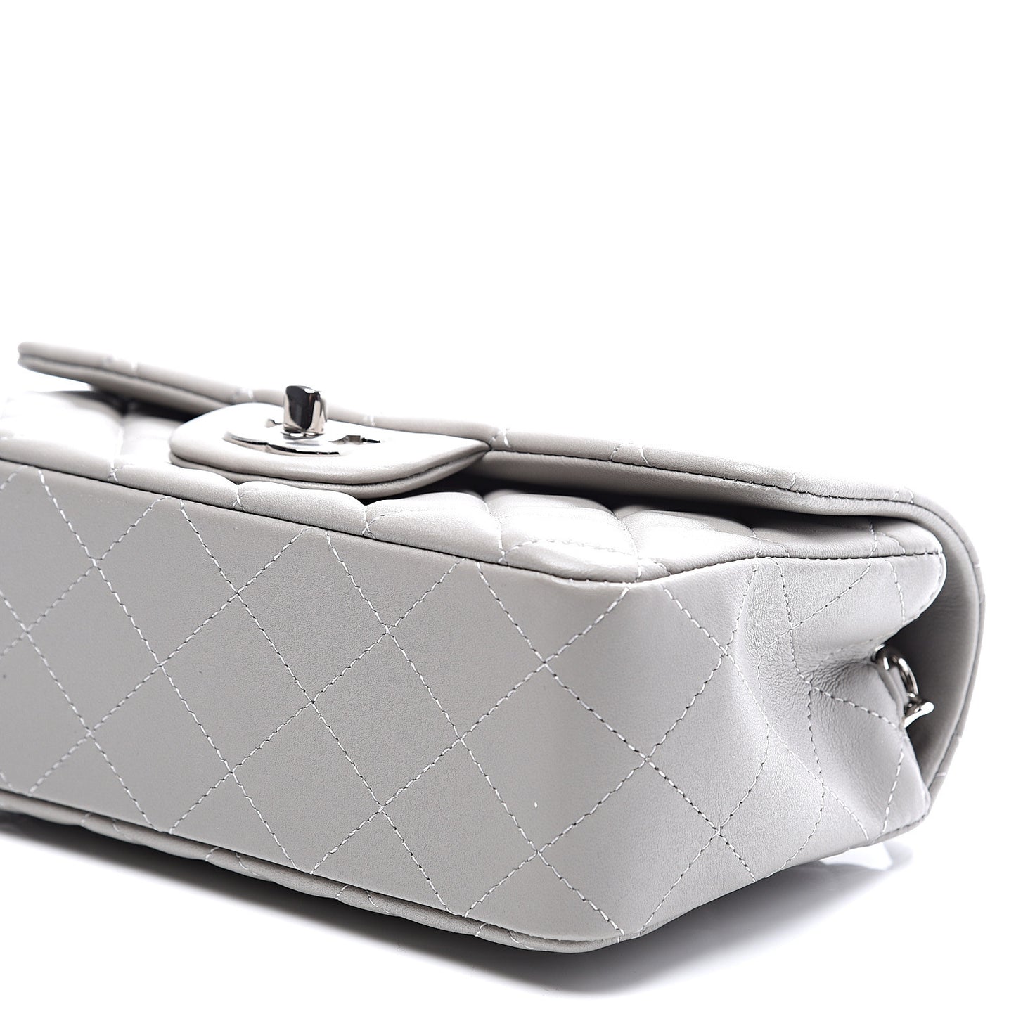 Lambskin Quilted Mini Rectangular Flap Grey