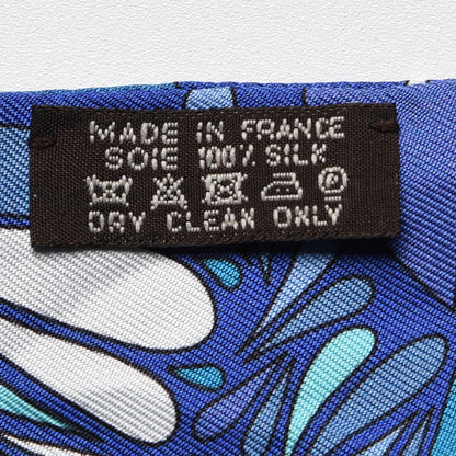 Hermes Silk Millefleurs du Mexique Twilly Canard Marine 3 of 5