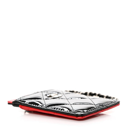 Chanel Patent Calfskin Quilted Bi-Color Card Holder On Chain Black Red 4 of 9