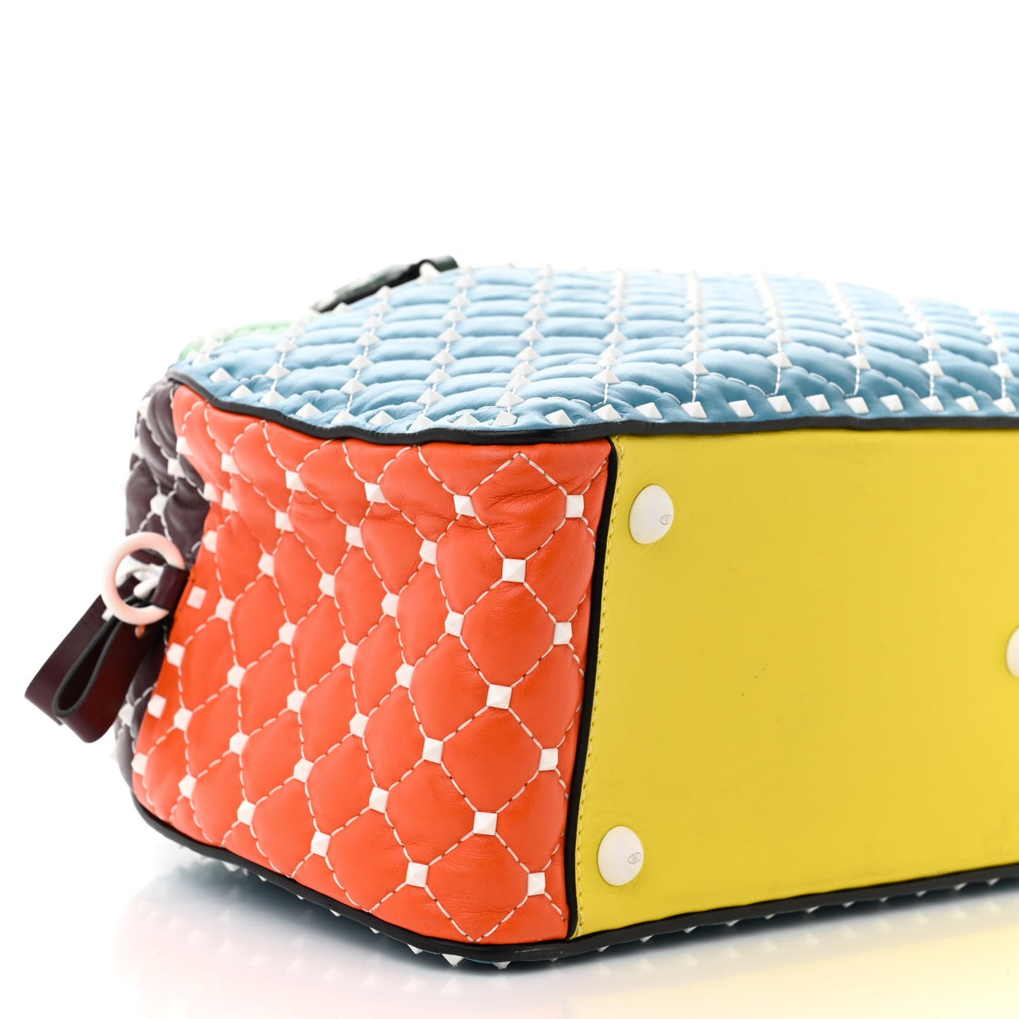 Lambskin Free Rockstud Spike Bowling Bag Multicolor