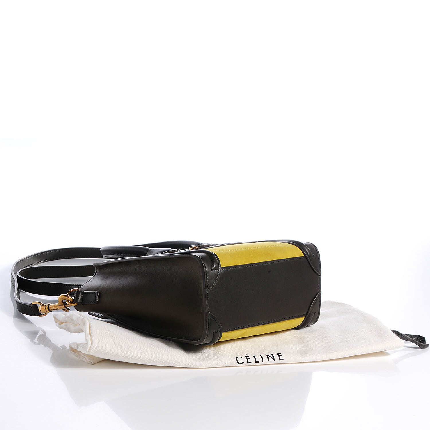 Celine Nubuck and Smooth Calfskin Nano Tri-Color Luggage Chartreuse 4 of 9