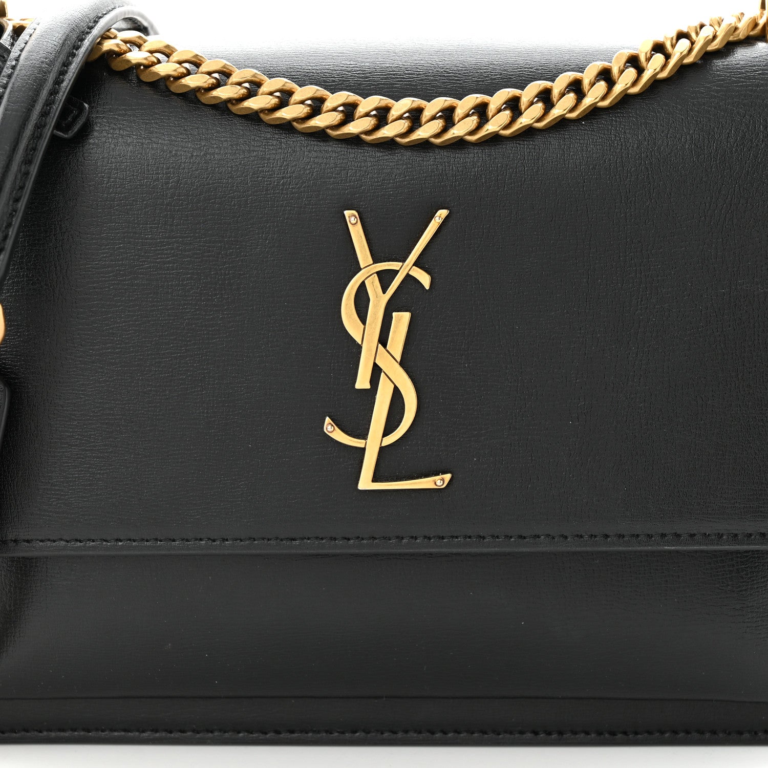Saint Laurent Smooth Calfskin Medium Monogram Sunset Satchel Black 8 of 11