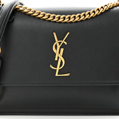 Saint Laurent Smooth Calfskin Medium Monogram Sunset Satchel Black 8 of 11