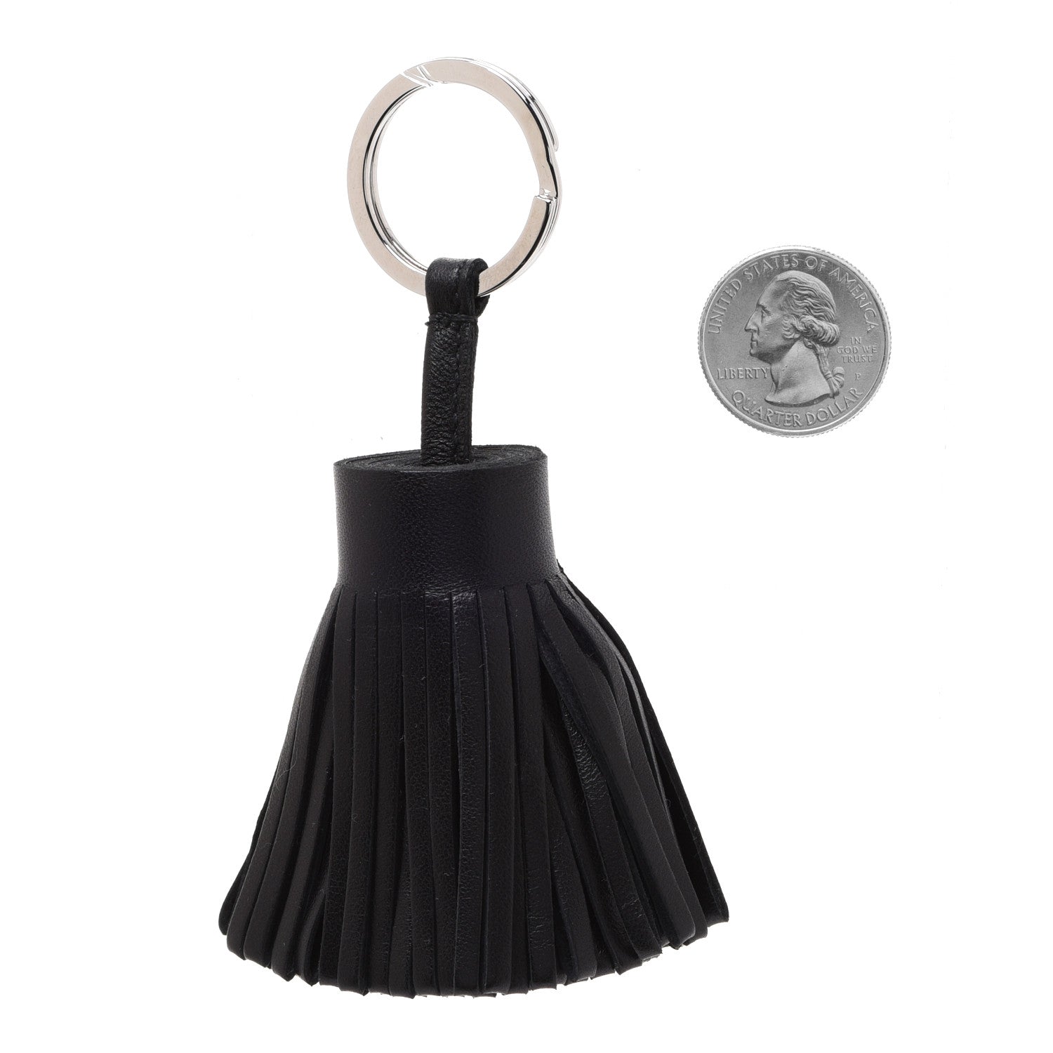 Hermes Lambskin Carmen Tassel Key Holder Black 2 of 4