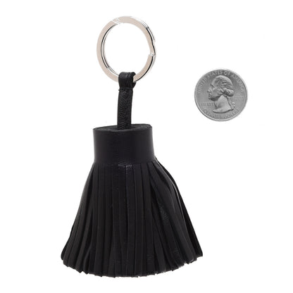 Hermes Lambskin Carmen Tassel Key Holder Black 2 of 4