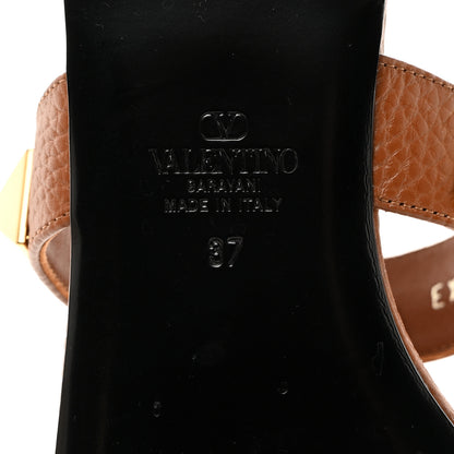 Valentino Garavani VALENTINO GARAVANI Calfskin Roman Stud Flat Slide Sandals 37 Saddle Brown 8 of 8