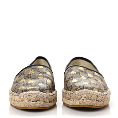 Gucci GG Supreme Monogram Bees Espadrille Flats 38.5 Beige Ebony Oro Black 2 of 9