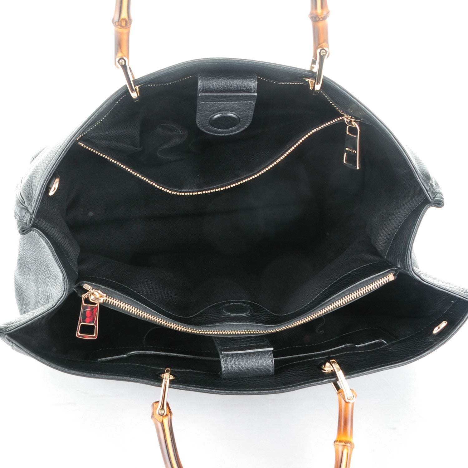 Gucci Calfskin Large Bamboo Shopper Tote Black 5 of 8