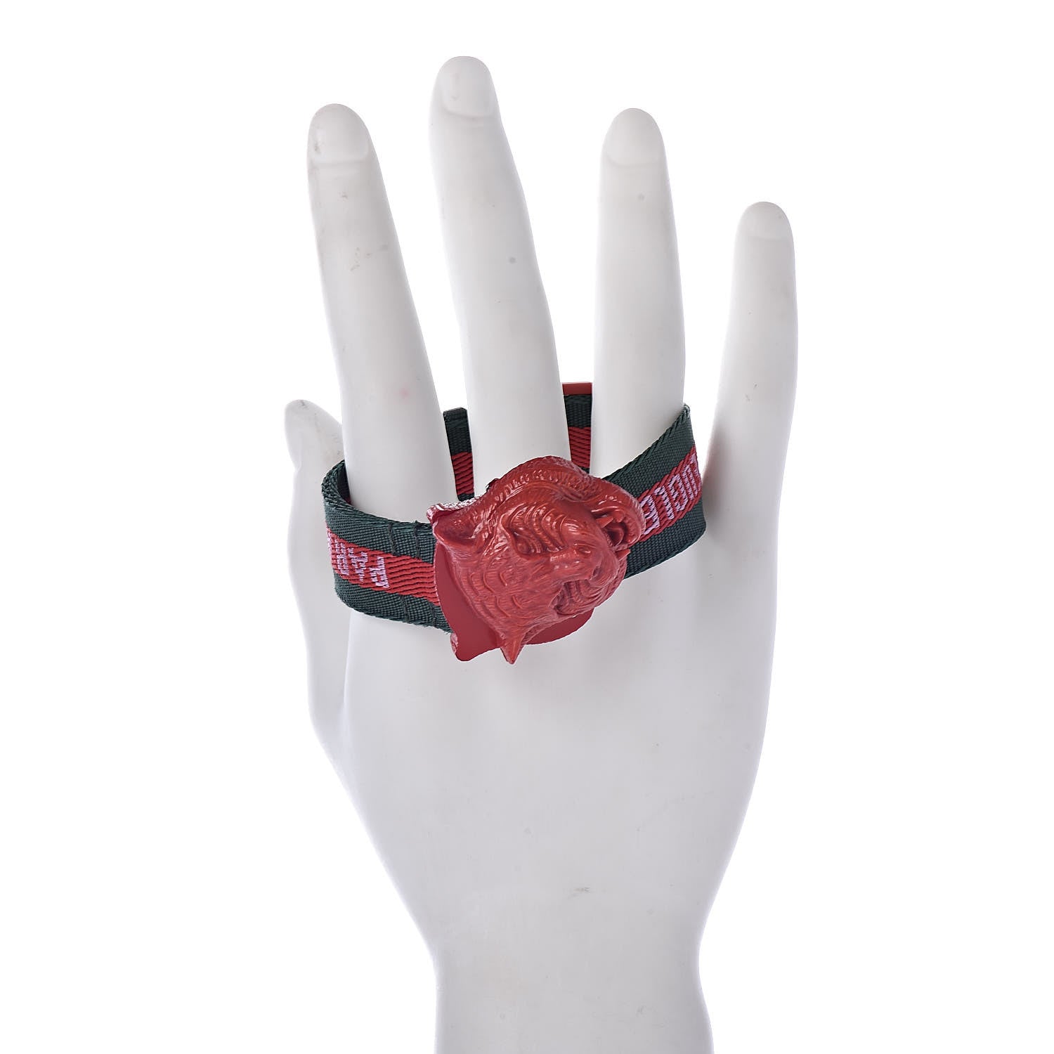Gucci Stainless Steel Nylon 32mm Le Marche Des Merveilles Tiger Quartz Watch Red 2 of 8