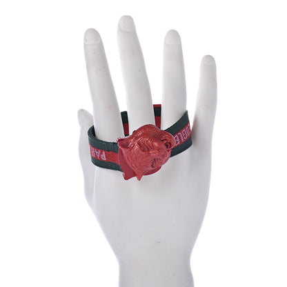 Gucci Stainless Steel Nylon 32mm Le Marche Des Merveilles Tiger Quartz Watch Red 2 of 8