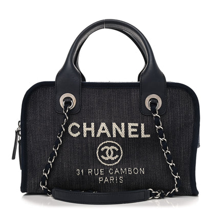 Chanel Denim Deauville Bowling Bag Dark Blue 1 of 9